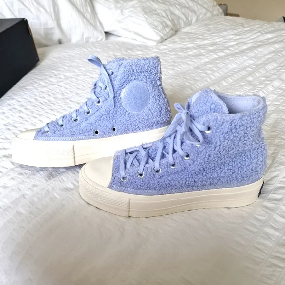 CONVERSE Chuck Taylor All Star Sherpa Platform Trainers Shoes Ghost BNIB UK 5 - Picture 2 of 8